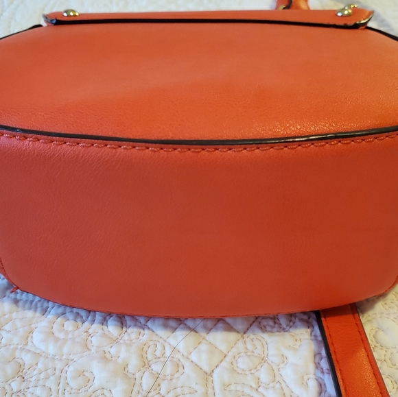 Small Satchel bag orange with leopard print lining. Great condition.  9" x 8" - Picture 5 of 7
